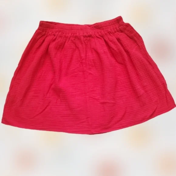 Anthropologie faux button down mini skirt, 29", red - Picture 5 of 10